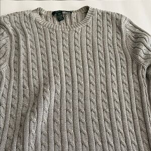 Lauren Ralph Lauren Women's Cable Knit Sweater - Gray with silver detailing